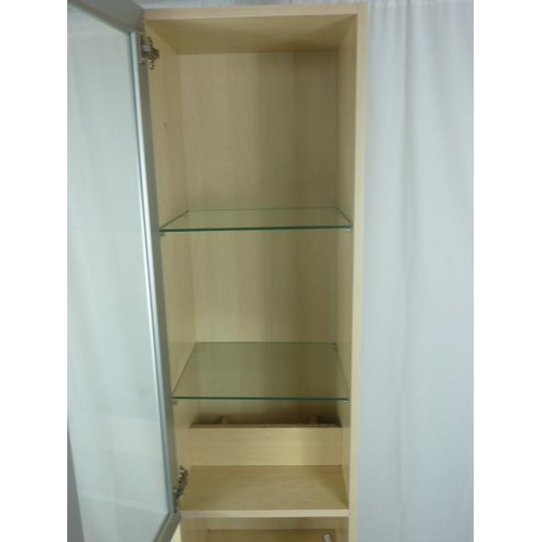 413 - Contemporary 4 Drawer Display Cabinet with Glass Door and 2 Shelves