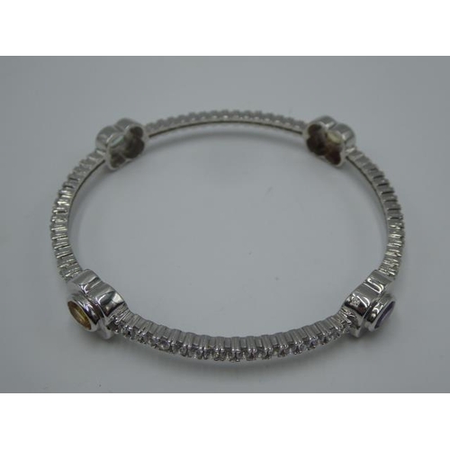 309 - Silver 925 multi stoned bangle in presentation box