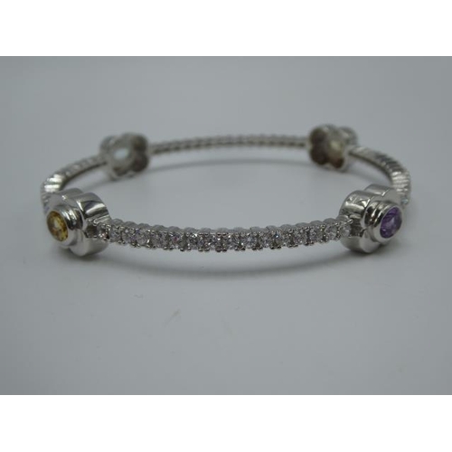 309 - Silver 925 multi stoned bangle in presentation box