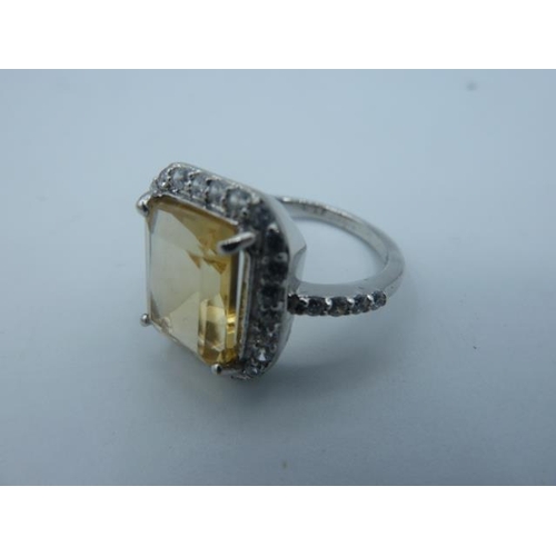 310 - Hallmarked Birmingham Silver 925 ring with Citrine stone (size M) in presentation box