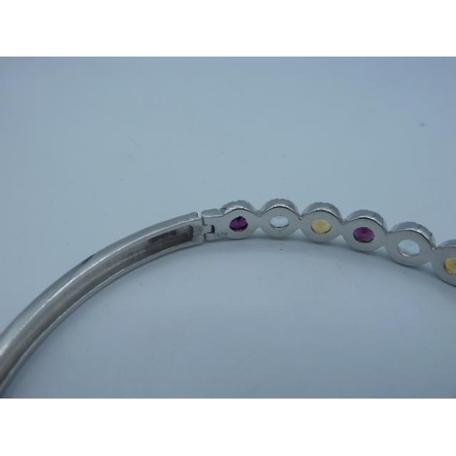 311 - Silver 925 Bangle with Multi coloured stones in presentation box