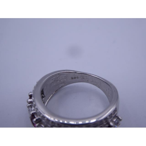 312 - Hallmarked Birmingham Silver 925 Half Band Ring (Size M) Complete with Presentation Box