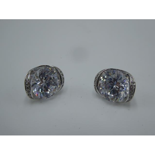 319 - Pair of Silver 925 Clear stoned earrings in presentation box