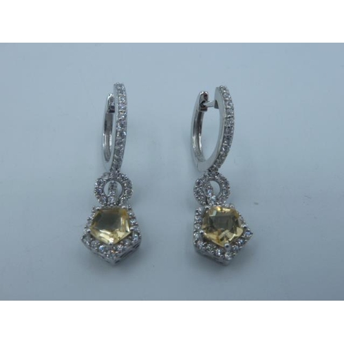 334 - Pair of Silver earrings with Citrine stones in presentation box