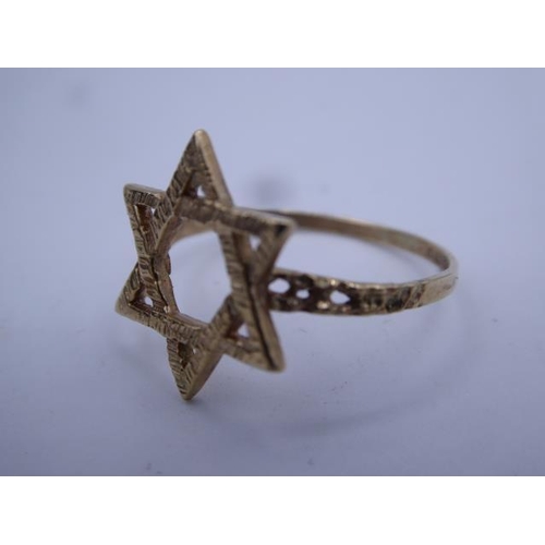 341 - Hallmarked Gold 375 Star of David Ring (Size M) in Presentation Box