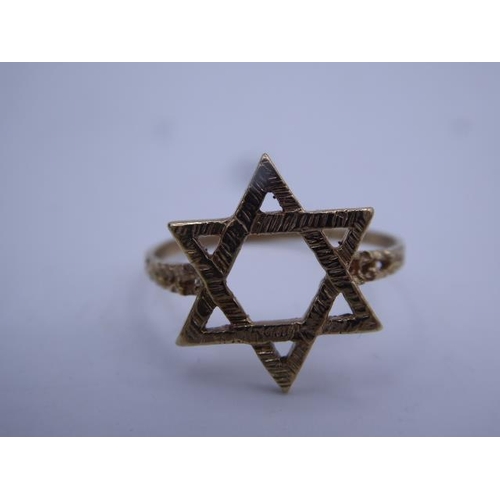 341 - Hallmarked Gold 375 Star of David Ring (Size M) in Presentation Box