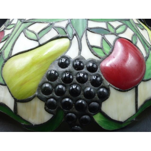 457 - Art Nouveau Leaded Glass Fruit Themed Coloured Glass Center Light (15