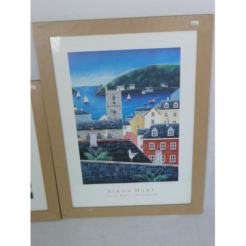 492 - Simon Hart Framed and Glazed Prints depicting Dartmouth Hand Signed by Artist