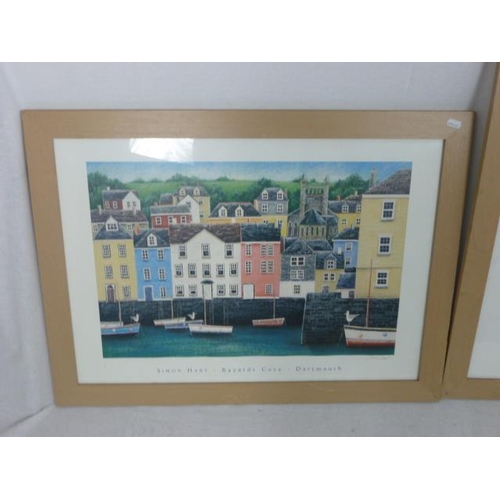 492 - Simon Hart Framed and Glazed Prints depicting Dartmouth Hand Signed by Artist