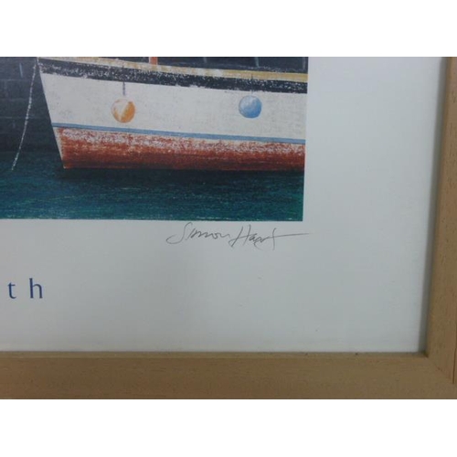 492 - Simon Hart Framed and Glazed Prints depicting Dartmouth Hand Signed by Artist