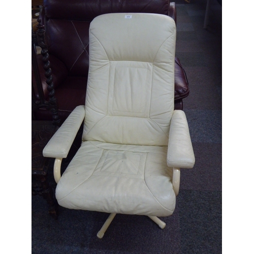 379 - Cream Leather Reclining and Swivel Chair