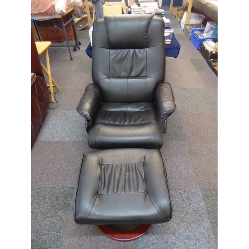 167 - Leather Lazyboy Style Chair with Massaging and Heat Functions complete with Vibrating Footstool.