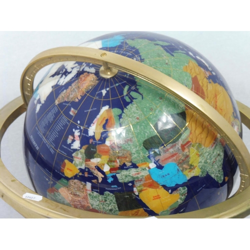 15 - Large Gem Stone Semi precious Desktop Globe