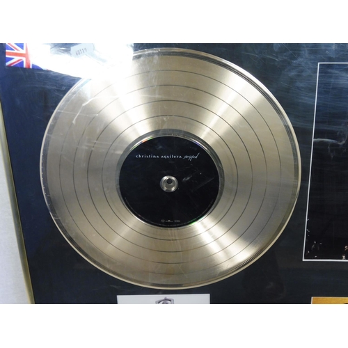 27 - Limited Edition (1 of 50) Christina Aguilera Gold disc and Photo display