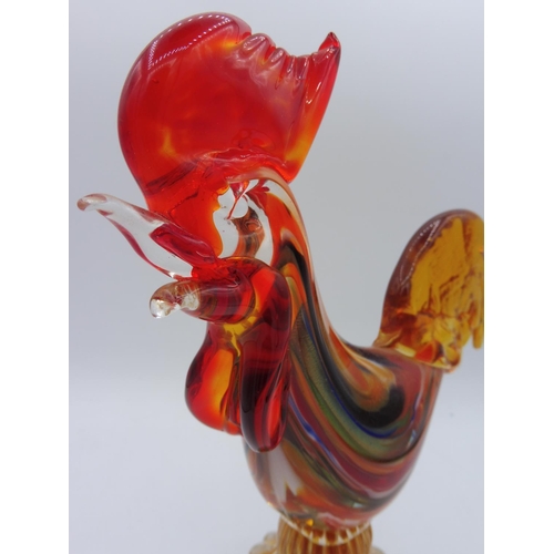 69 - Murano Sommerso Glass Cockerel (21cm)