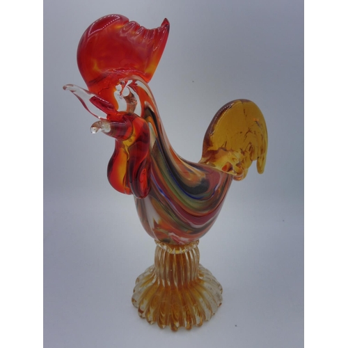 69 - Murano Sommerso Glass Cockerel (21cm)