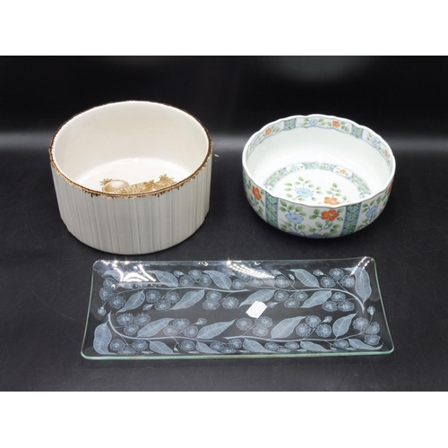 83 - Two Ceramic Bowls including Midwinter and a Chance Glass Serving Dish