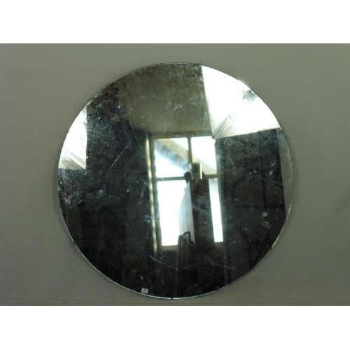 127 - Large Circular Wood Backed Mirror (35