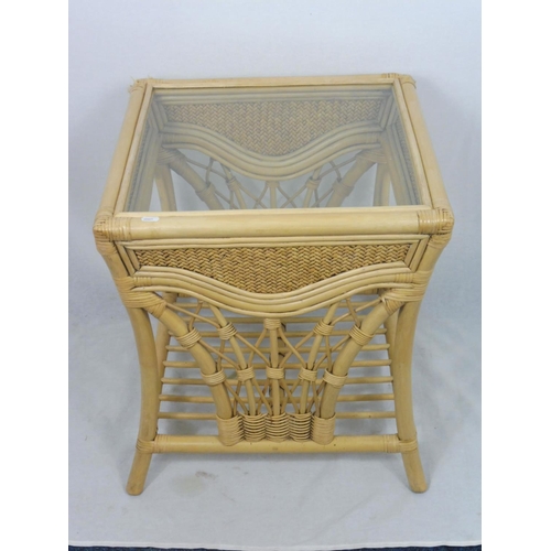 193 - Wicker Chair With Cushion And Foot Stool With Storage And Cushion And Glass Top Wicker Table Size 21... 