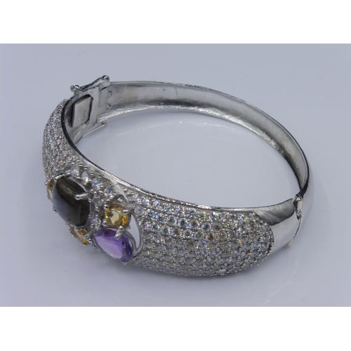 243 - Silver 925 Bangle with multi stones in presentation box