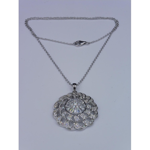 252 - Silver 925 marcasite pendant on chain in presentation box