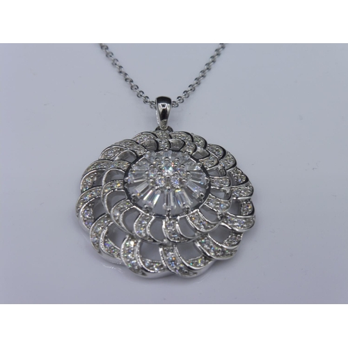 252 - Silver 925 marcasite pendant on chain in presentation box