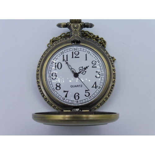 282 - Full hunter superman pocket watch on chain