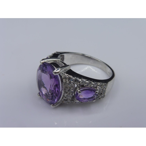 272 - Hallmarked Birmingham Silver 925 Amethyst stone ring in presentation box (size O)