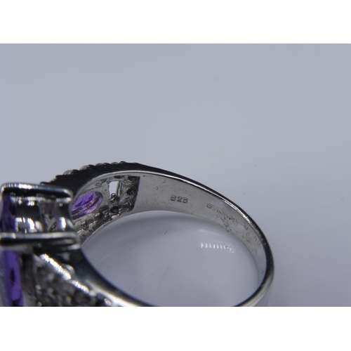 272 - Hallmarked Birmingham Silver 925 Amethyst stone ring in presentation box (size O)