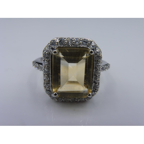 277 - Hallmarked Birmingham Silver 925 Citrine stone ring in presentation box (size M)