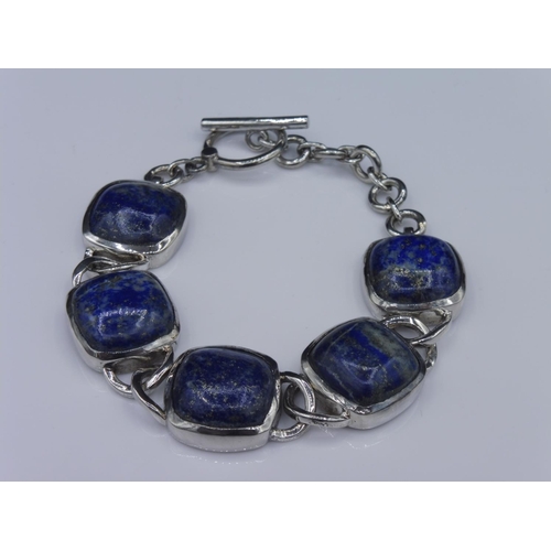 280 - Hallmarked Birmingham Silver 925 Lapis Lazuli Bracelet in Presentation Box