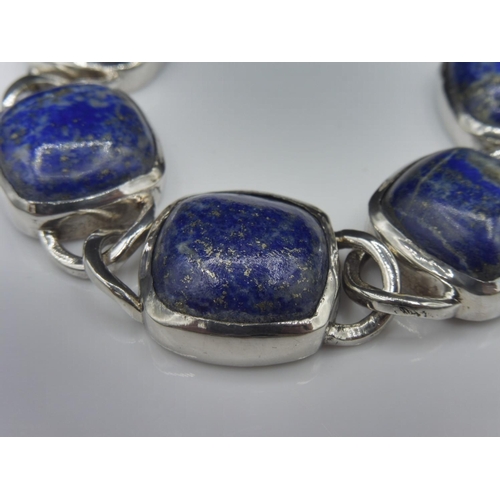 280 - Hallmarked Birmingham Silver 925 Lapis Lazuli Bracelet in Presentation Box