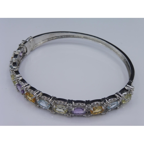 239 - Silver 925 bangle with multi stones in presentation box