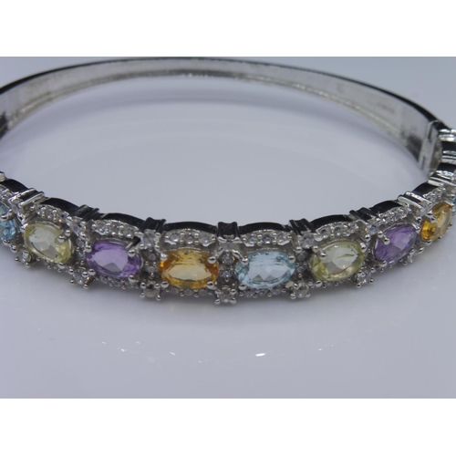 239 - Silver 925 bangle with multi stones in presentation box