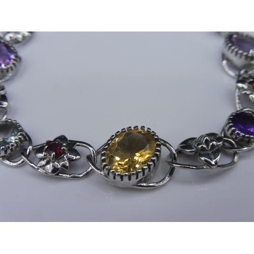 245 - Silver 925 Bracelet with multi stones in presentation box