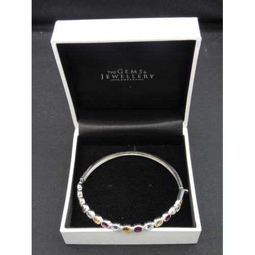 267 - Silver 925 bangle with multi stones in presentation box