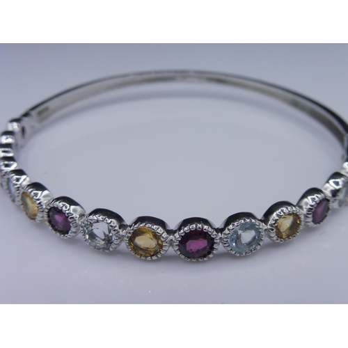 267 - Silver 925 bangle with multi stones in presentation box