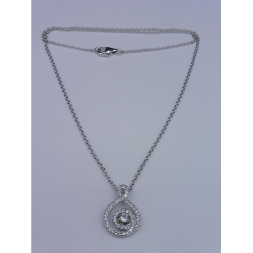 297 - Silver 925 marcasite pendant on chain in presentation box