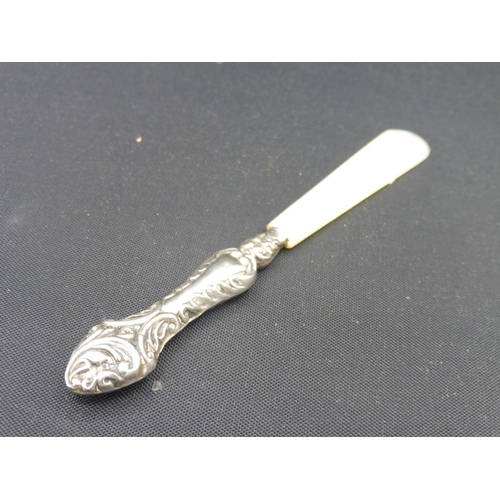 332 - Hallmarked Silver and Mother of Pearl Birmingham 1903 Ladies Letter Opener by Green and Cadbury Ltd