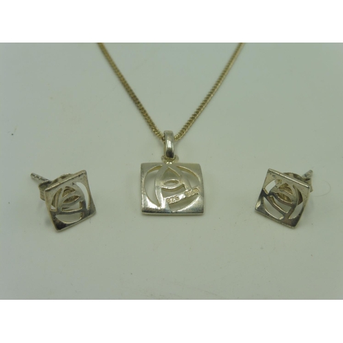 346 - Celtic Lands Sterling Silver Necklace & Earring Set