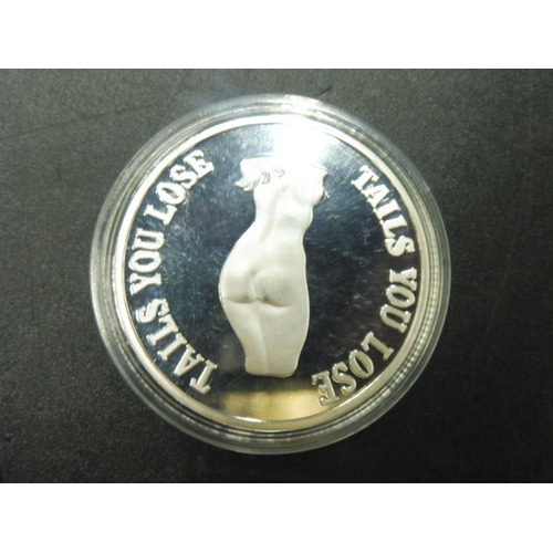 359 - Silver plated Heads and Tails coin