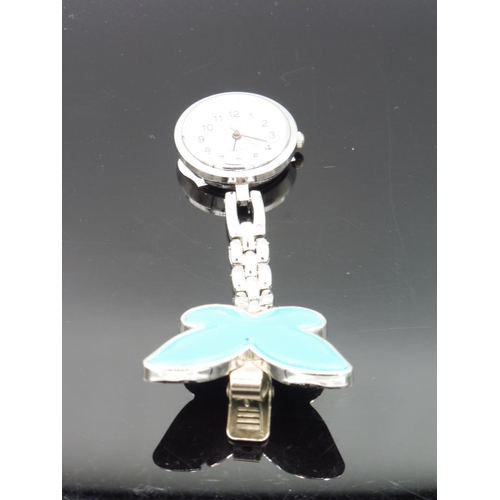 372 - Nurses pocket watch with butterfly clip