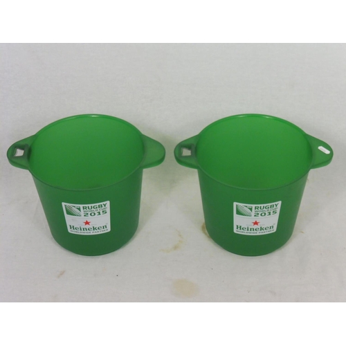 452 - Two Heineken Champagne buckets with built in bottle opener