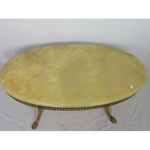 456 - Brass and Marble Coffee Table with cherub and Claw feet