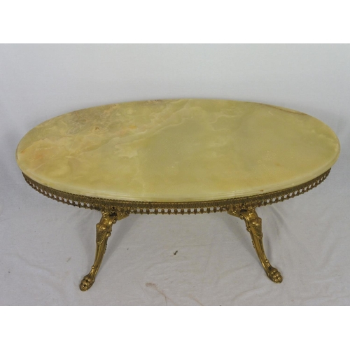 456 - Brass and Marble Coffee Table with cherub and Claw feet