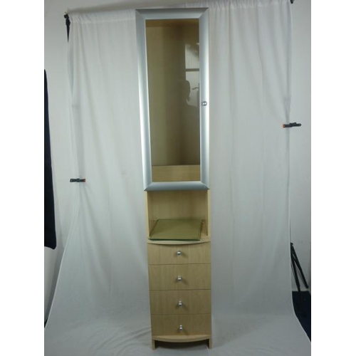 470 - Contemporary 4 Drawer Display Cabinet with Glass Door and 2 Shelves