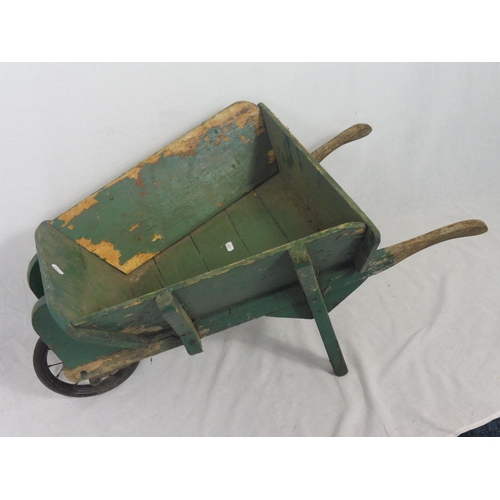 520 - Vintage Wooden Garden Wheelbarrow Planter / Ornament