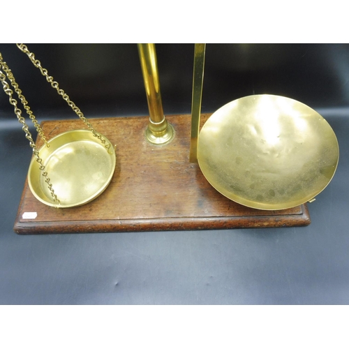 1 - Set of Antique Avery Brass Class 1 Sales with a set of Victorian Stamped Weights mounted of Mahogany... 