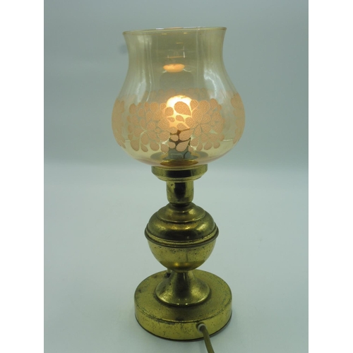 27 - Vintage Brass Lamp With Shade (Working When Tested)