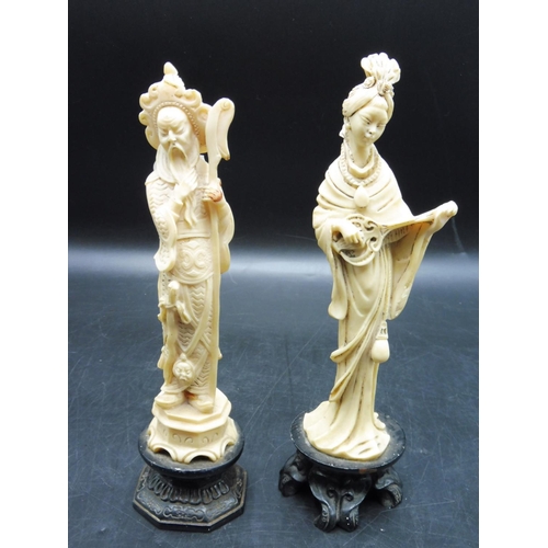 64 - Two Japanese Figures Mounted on Plinths (10